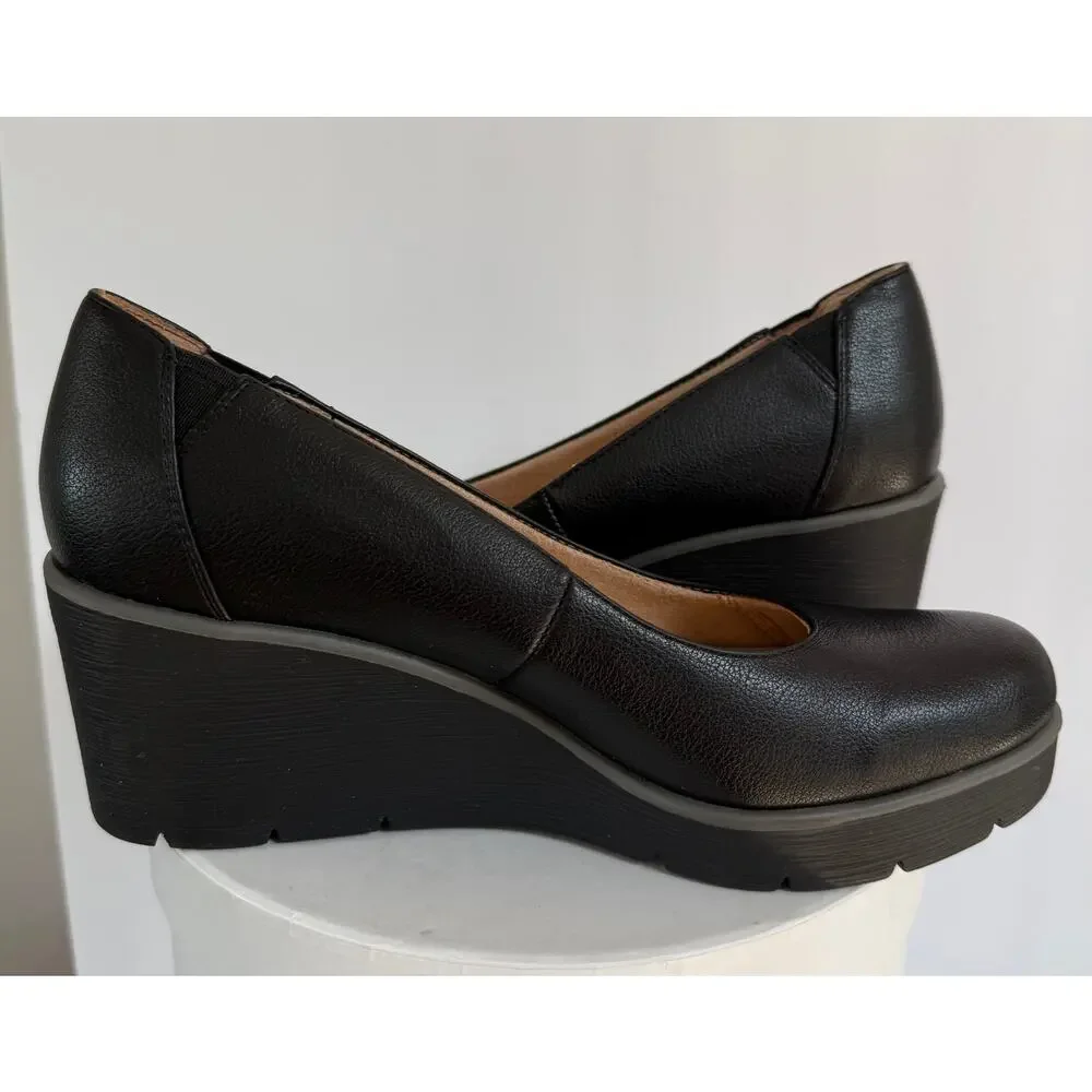 SOUL Naturalizer About Time Women's 8.5M Black Comfort Platform Wedge Pump Shoes